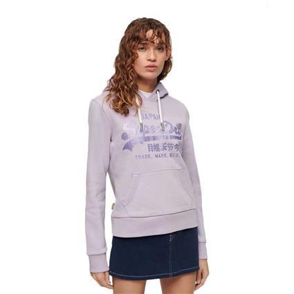 Superdry Metallic Vintage Logo Graphic Hoodie Roxo M Mulher