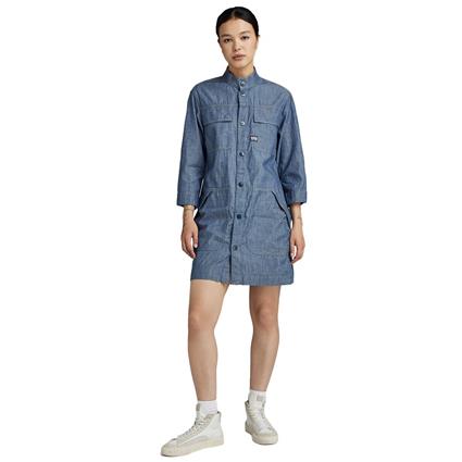 G-star D24745-d186 Long Sleeve Short Dress Azul L Mulher