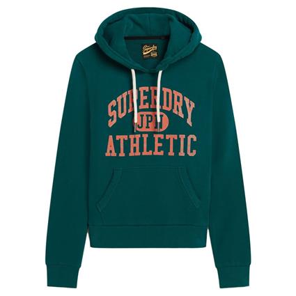 Superdry Varsity Flocked Graphic Hoodie Verde S Mulher