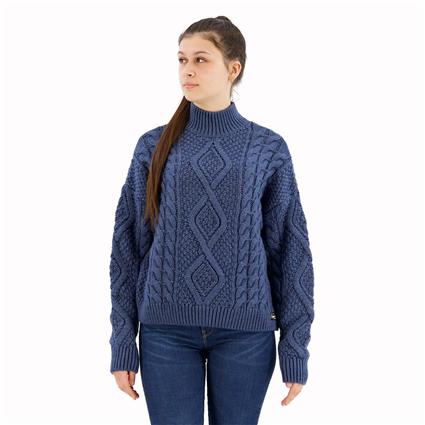 Superdry Aran Cable Knit High Neck Sweater Azul XS Mulher