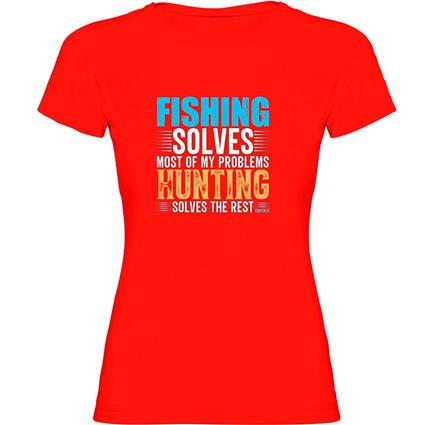 Kruskis Fishing Solves Short Sleeve T-shirt Vermelho L Mulher