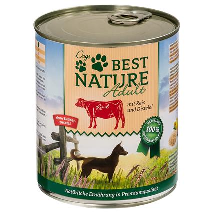 Best Nature Dog Adult 12 x 800 g - Pack económico  - Vaca, arroz e óleo de cártamo