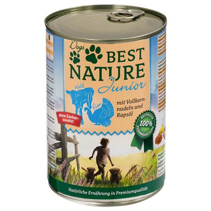 Best Nature Dog Junior 12 x 400 g - Pack económico  - Vitela, peru e massa