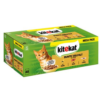 Kitekat saquetas herméticas 96 x 85 g - Megapack económico - Variedade colorida em molho