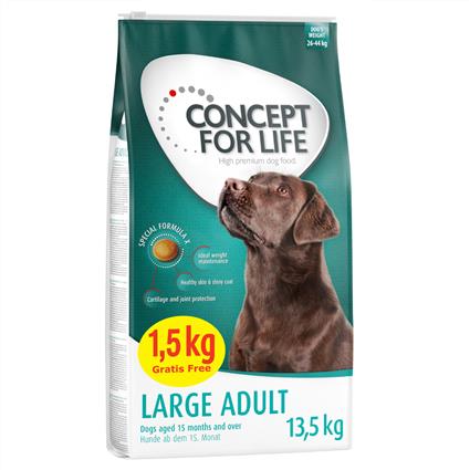 Concept for Life 13,5 kg em promoção: 12 + 1,5 kg grátis! - 12 kg + 1,5 kg Large Adult