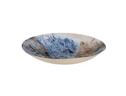 Centro de Mesa Azul Castanho Cristal 39 X 39 X 6,5 Cm