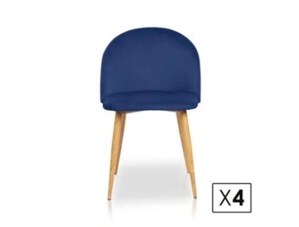 Conjunto de 4 Cadeiras de Jantar Estilo Vintage Cor Azul Índigo Modelo Mercedes FURNITURE STYLE