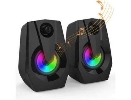 Alto-Falante Multimídia Led Colorido 9015 Preto TUSERXIN