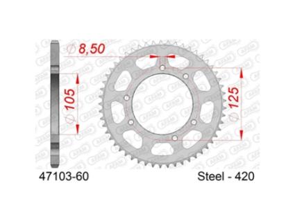 Roda Dentada Traseira de Aço para Motociclos AFAM 420 60 Dents