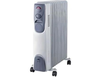 Radiador Banho de Óleo 2500W 230V 3 Potências de Aquecimento Termostato Corpo em Metal Envernizado NIKLAS