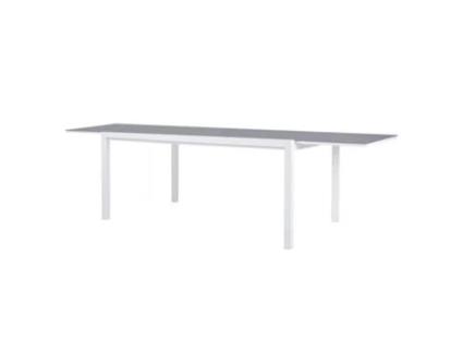 Mesa Conceito Retangular Extensível Alumínio Branco e Vidro Temperado Cinza Claro 150/225100