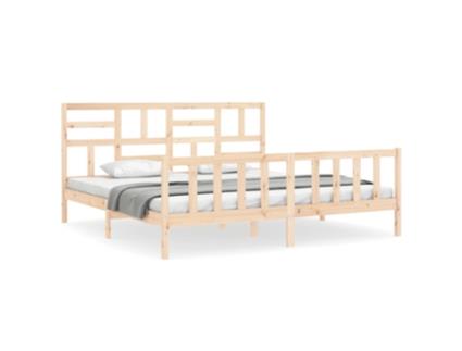Estrutura de cama Super King Size VIDA XL com cabeceira madeira maciça