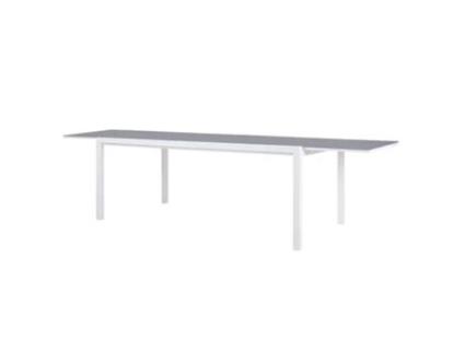 Mesa Conceito Retangular Extensível Alumínio Branco e Vidro Temperado Cinza Claro 200/300100