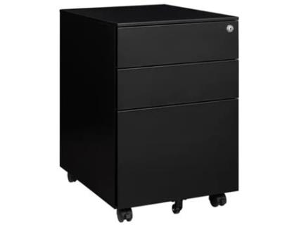 Unidade de Gaveta com Fechadura-Armário de Secretária 39X60 Cm 3 Gavetas Preto EUROSEATS