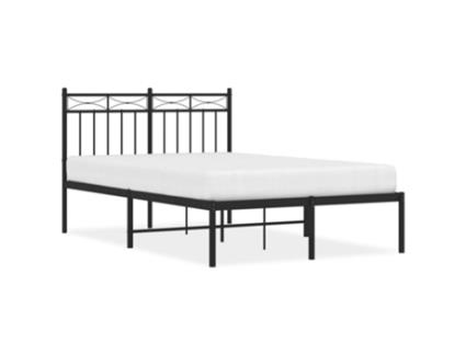 Estrutura de cama com cabeceira VIDA XL metal preto (120x200 cm)