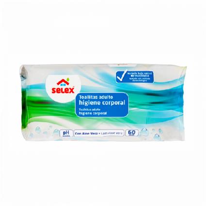 Toalhitas de Higiene Corporal Adulto 60un Selex