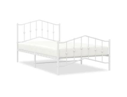 Estrutura de cama com cabeceira e pés VIDA XL metal branco (100x200 cm)