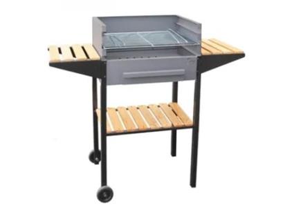 FLORES CORTES - 33716 - Churrasqueira 3 Alturas 800 X 400 X 1050 Com Rodas Para Lenha E Carvão - Acabamento Madeira