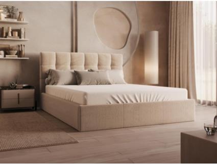 Cama Beige Mirdal PASCAL MORABITO Veludo Bege (160x200cm)