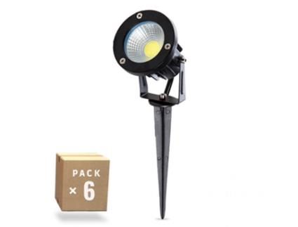Pacote com 6 Refletores Led Jardins 9W 758Lm 3000ºk Pincho 50.000H [Sl-Cpdc09-9W-Ww-Pk6] GREENICE