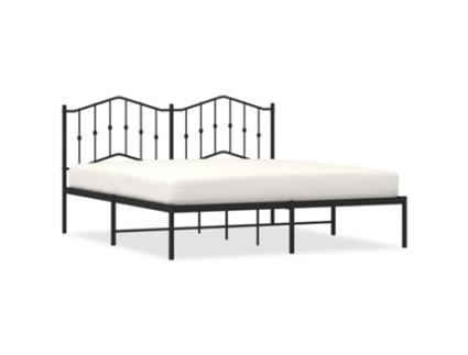 Estrutura de cama com cabeceira VIDA XL metal preto (160x200 cm)