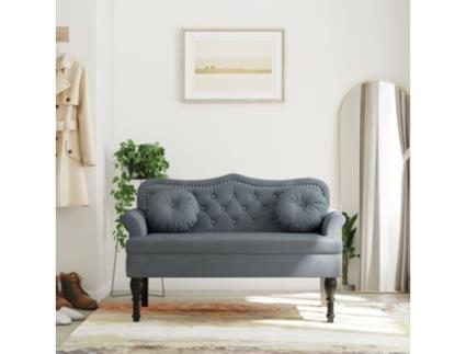 Banco com almofadões VIDA XL veludo cinzento-escuro (120,5x65x75 cm)
