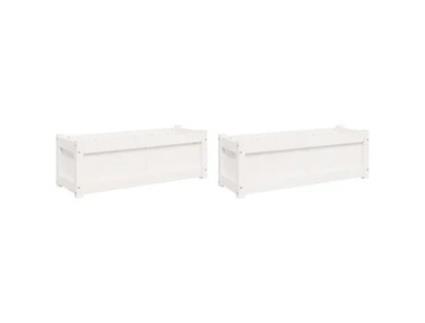 Conjunto 2 Vasos/floreiras de jardim VIDA XL madeira de pinho maciça branco
