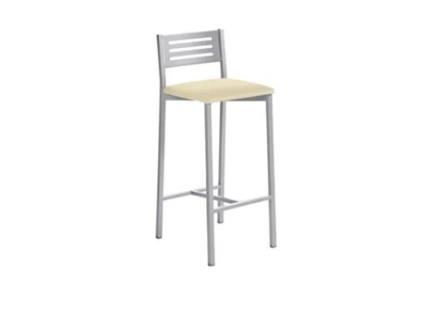 Banqueta de Cozinha em Alumínio Kati com Encosto Médio 33x87x38cm Couro Sintético Creme FANMUEBLES