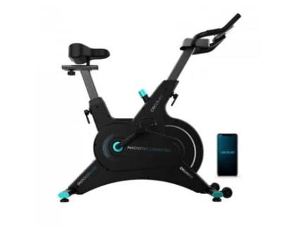 Bicicleta de Resistência Magnética de Interior com Volante de Inércia de 10 kg App 10 Níveis de Resistência Manual Rodas de Transporte e Su CECOTEC