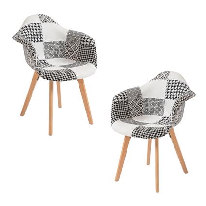Presentes Miguel - Pack 2 Cadeiras Belu Patchwork - Patchwork branco e preto