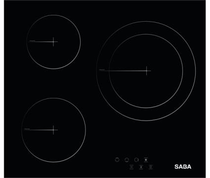 Placa vitrocerâmica saba sb-bihc1-2023. 3 zonas. 60cm. preto