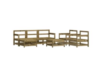 Conjunto 7 Lounge de Jardim Vida Xl Madeira de Pinho Impregnada VIDAXL