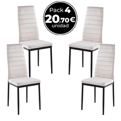 Presentes Miguel - Pack 4 Cadeiras Lauter Veludo - Beige