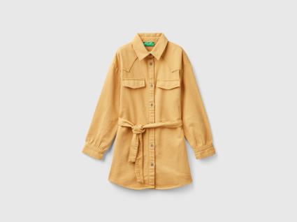 Benetton, Chemise Curto Com Laço, size L, Camel, Crianças