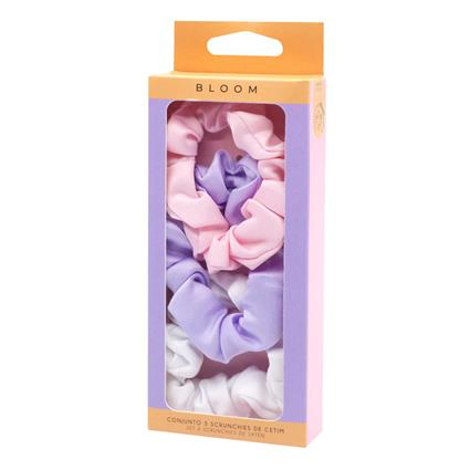 Conjunto de Elásticos Scrunchies Cetim Bloom Beauty