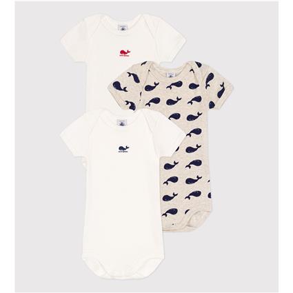 Petit Bateau Lote de 3 bodies de mangas curtas
