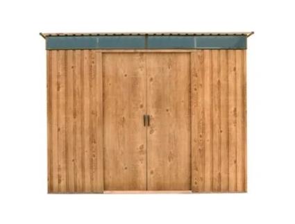 Caseta Jardín DURAMAX Top Shed Pentroof 8x6 Metal Imitación Madera