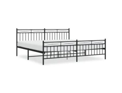 Estrutura de cama com cabeceira e pés VIDA XL metal preto