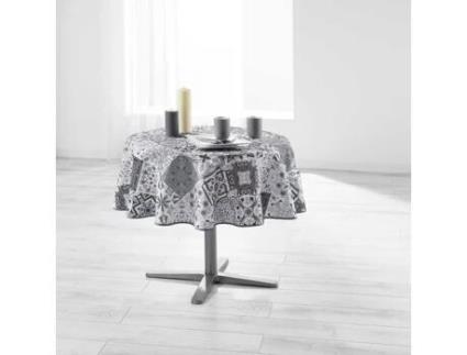 Toalha de Mesa Redonda Cdaffaires 0 180 Cm Poliéster com Estampa Persa Cinza DOUCEUR D'INTERIEUR