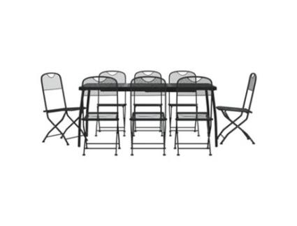 Conjunto 9 de jantar para jardim VIDA XL rede de metal antracite