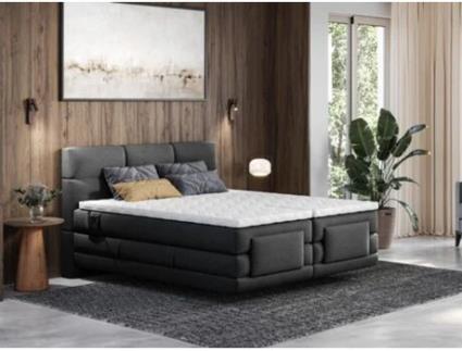 Cama com Cabeceira Boxspring Capitoné Somieres Relajación Eléctrico Sobrecolchón PALACIO Preto (2x90x200cm)
