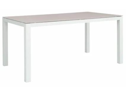 Mesa Conceito Retangular Alumínio Branco e Vidro Temperado Taupe 15290