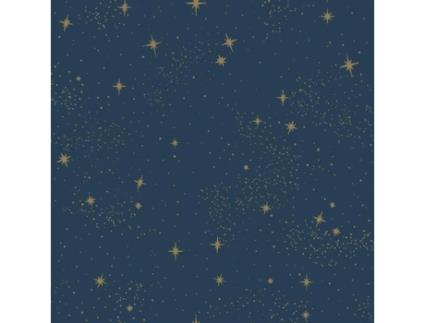 Papel de Parede Adesivo Starlight Azul Escuro com Estrelas Douradas. com Um Rolo Você Pode Colocar Papel de Parede em 2 6 M². ROOM MATES