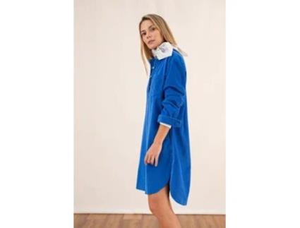 Vestido de Mulher THROTTLEMAN Bombazina Algodão Azul (M)