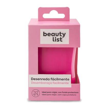 Mini Escova Cabelo de Viagem Rosa com Capa Beauty List