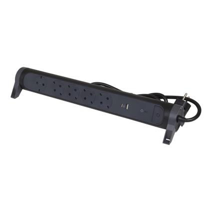 Bloco 5 tomadas  +2 USB A+C 5M PRETO
