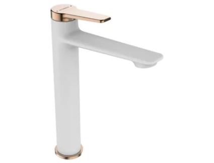 Torneira de Lavatório KUCHINOX Alta em Acabamento Branco/Dourado para Bacia com Misturadormanípulo Único