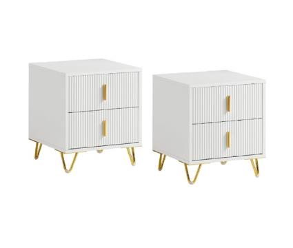 Conjunto de 2 mesas de apoio com 2 gavetas sobuy fbt115-wx2