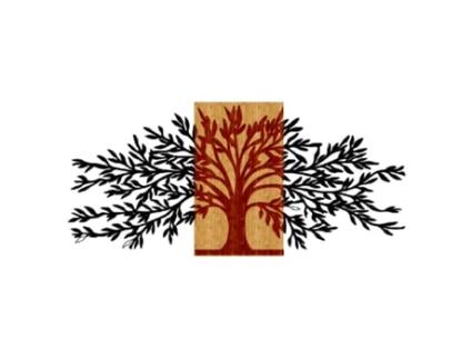 Decoração em Metal e Madeira Árvore 5 In Metal Madeira Preto Marrom 100X1,8X50 Cm EPIKASA