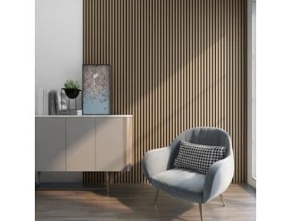 12x Conjunto de painéis de parede de Vanga acústico em MDF e feltro 120 x 60 x 2 cm (8,64 m²) Limpa nogueira NEU.HOLZ